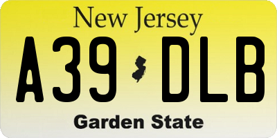 NJ license plate A39DLB