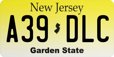 NJ license plate A39DLC
