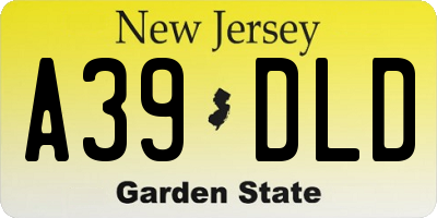 NJ license plate A39DLD