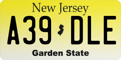 NJ license plate A39DLE