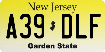 NJ license plate A39DLF
