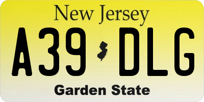 NJ license plate A39DLG