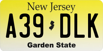 NJ license plate A39DLK