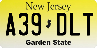 NJ license plate A39DLT