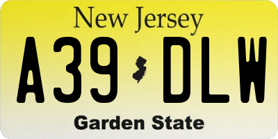 NJ license plate A39DLW