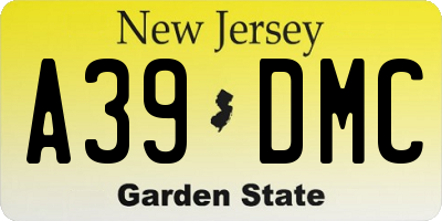 NJ license plate A39DMC