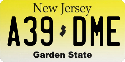 NJ license plate A39DME