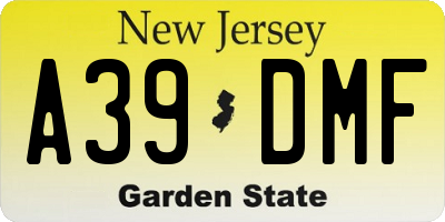 NJ license plate A39DMF