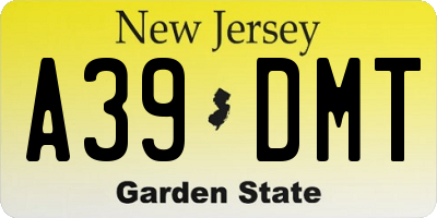 NJ license plate A39DMT