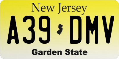 NJ license plate A39DMV
