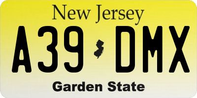 NJ license plate A39DMX