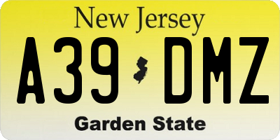 NJ license plate A39DMZ