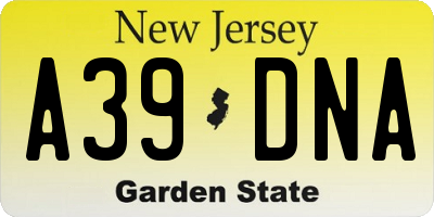 NJ license plate A39DNA