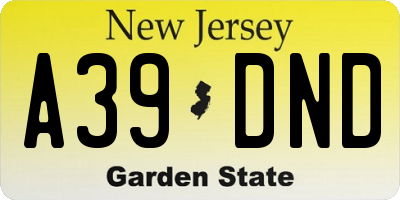 NJ license plate A39DND