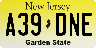 NJ license plate A39DNE