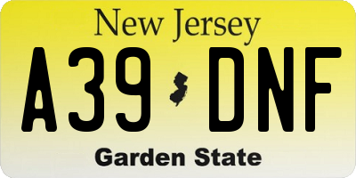 NJ license plate A39DNF