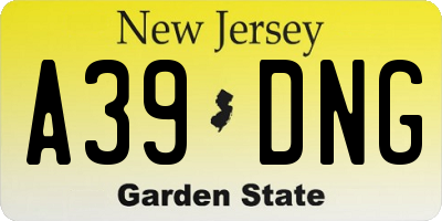 NJ license plate A39DNG