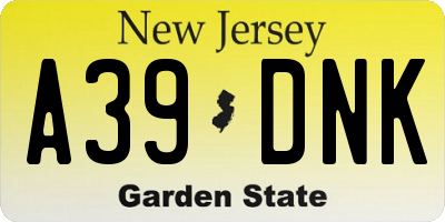 NJ license plate A39DNK