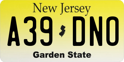 NJ license plate A39DNO