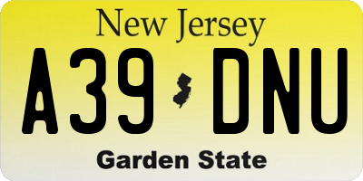 NJ license plate A39DNU