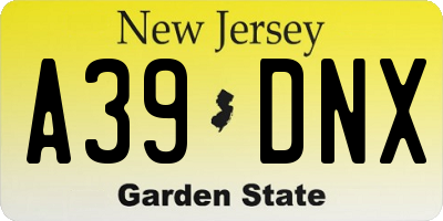 NJ license plate A39DNX