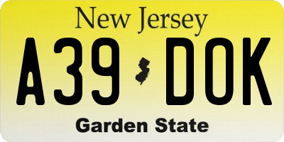 NJ license plate A39DOK