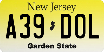 NJ license plate A39DOL