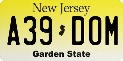 NJ license plate A39DOM