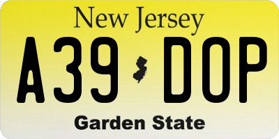 NJ license plate A39DOP