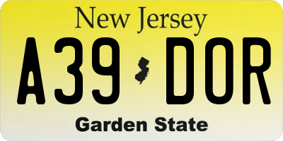 NJ license plate A39DOR