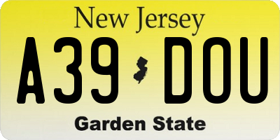 NJ license plate A39DOU