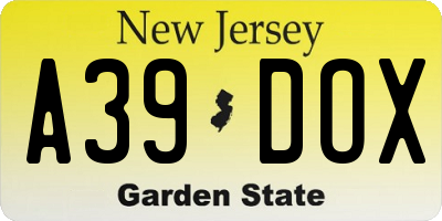 NJ license plate A39DOX