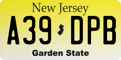 NJ license plate A39DPB