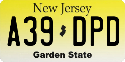 NJ license plate A39DPD