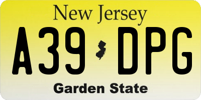 NJ license plate A39DPG