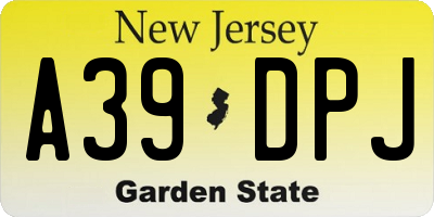 NJ license plate A39DPJ