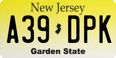 NJ license plate A39DPK