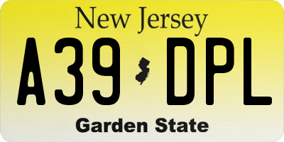 NJ license plate A39DPL