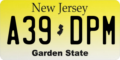 NJ license plate A39DPM