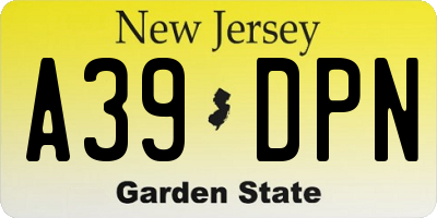 NJ license plate A39DPN