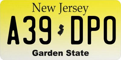 NJ license plate A39DPO