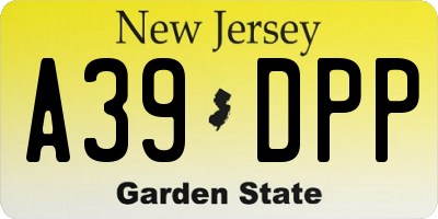 NJ license plate A39DPP
