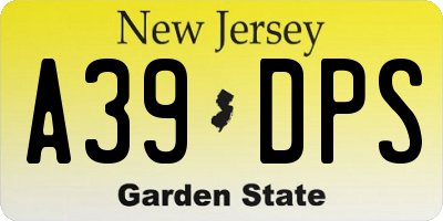 NJ license plate A39DPS