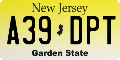 NJ license plate A39DPT