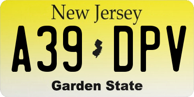 NJ license plate A39DPV