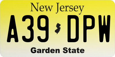 NJ license plate A39DPW