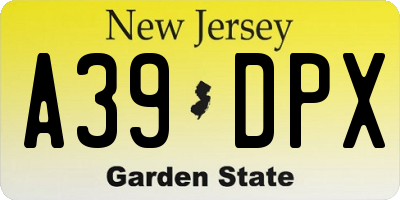 NJ license plate A39DPX