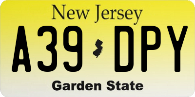 NJ license plate A39DPY
