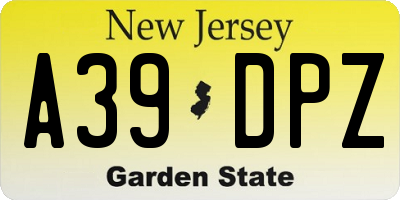 NJ license plate A39DPZ