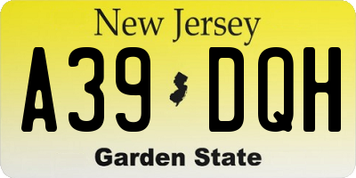 NJ license plate A39DQH